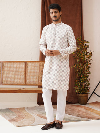 Embroidered Staight Kurta Set For Men