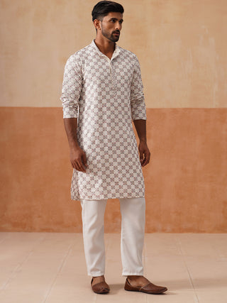 Embroidered Staight Kurta Set For Men
