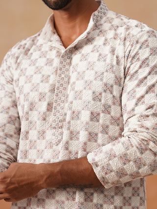 Embroidered Staight Kurta Set For Men