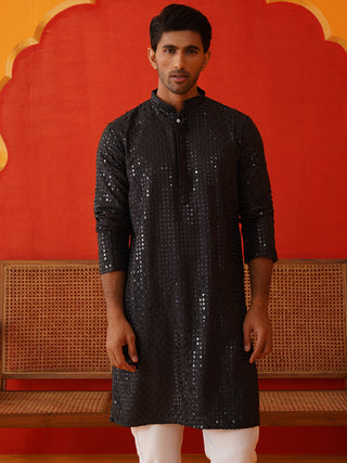 Men's Embroidered & Sequence Kurta Set