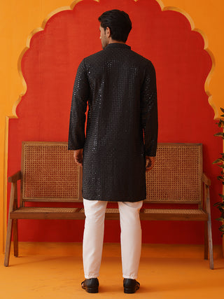 Men's Embroidered & Sequence Kurta Set