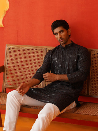 Men's Embroidered & Sequence Kurta Set