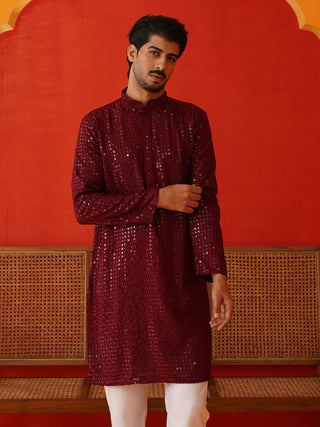 Men's Embroidered & Sequence Kurta Set