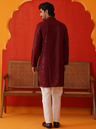 Men's Embroidered & Sequence Kurta Set