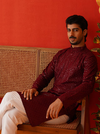 Men's Embroidered & Sequence Kurta Set