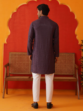 Men's Embroidered & Sequence Kurta Set