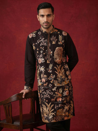 Floral Embroidered and Sequins Kurta Set