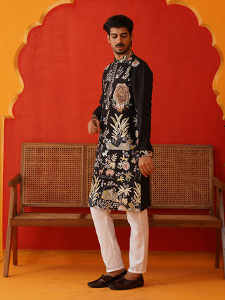 Floral Embroidered and Sequins Kurta Set