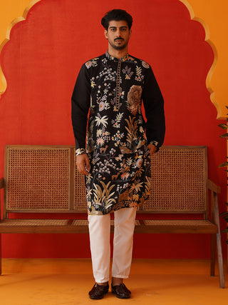 Floral Embroidered and Sequins Kurta Set