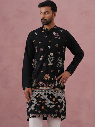 Floral Embroidered and Sequins Kurta Set