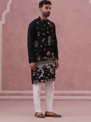 Floral Embroidered and Sequins Kurta Set