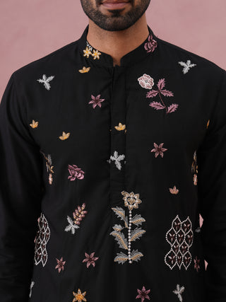 Floral Embroidered and Sequins Kurta Set