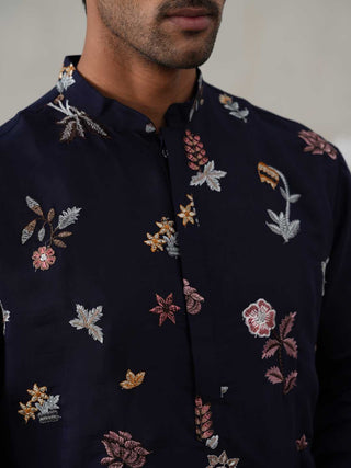 Floral Embroidered and Sequins Kurta Set