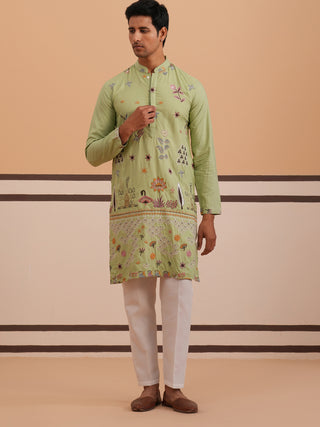 Floral Embroidered and Sequins Kurta Set