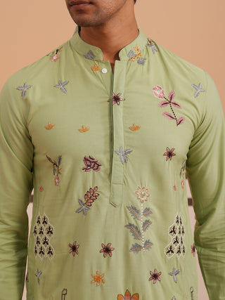 Floral Embroidered and Sequins Kurta Set