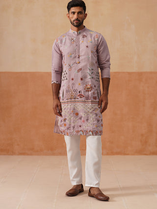 Floral Embroidered and Sequins Kurta Set