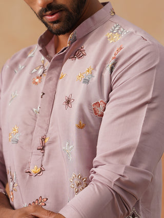 Floral Embroidered and Sequins Kurta Set