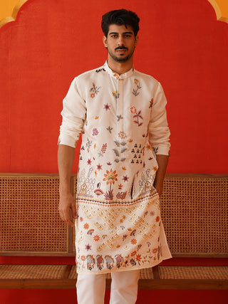 Floral Embroidered and Sequins Kurta Set