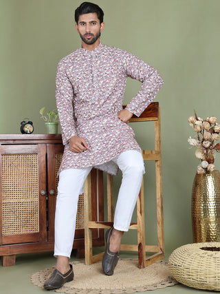 Embroidered and Printed Cotton Blend Kurta Pyjama