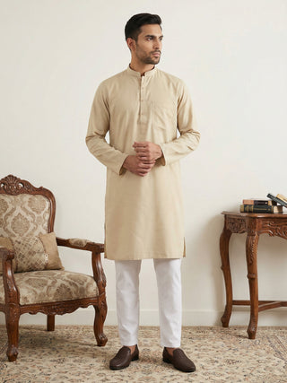 Solid Cotton Kurta Set for Men