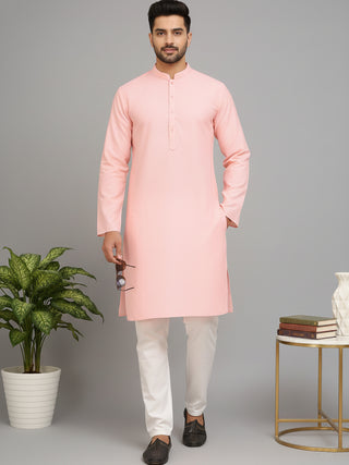 Solid Cotton Kurta Set for Men
