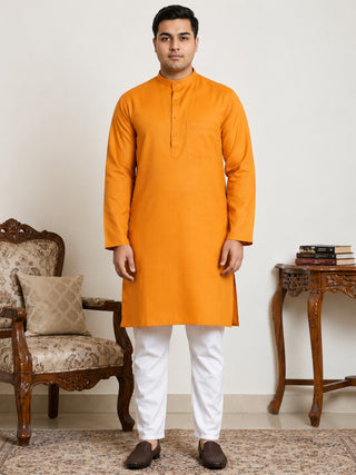 Solid Cotton Kurta Set for Men