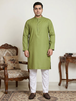 Solid Cotton Kurta Set for Men