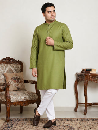 Solid Cotton Kurta Set for Men