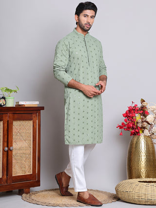 Men's Embroidered and Sequence Kurta Pyjama Sets