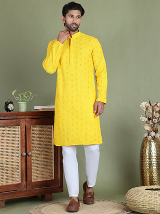 Men's Embroidered and Sequence Kurta Pyjama Sets