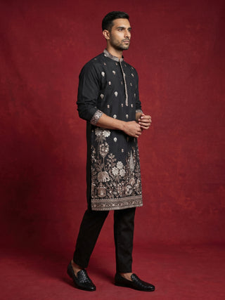 Floral Embroidered and Sequins Kurta Set