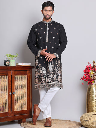 Floral Embroidered and Sequins Kurta Set