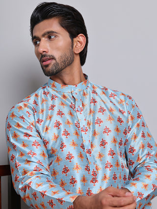 Digital Printed Straight Kurta Set For Men