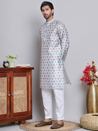 Digital Printed Straight Kurta Set For Men