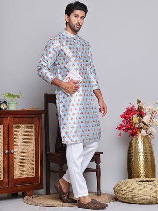 Digital Printed Straight Kurta Set For Men