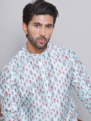 Digital Printed Straight Kurta Set For Men