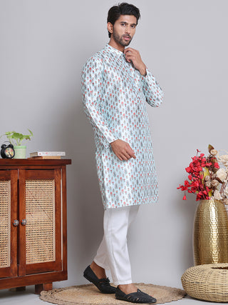 Digital Printed Straight Kurta Set For Men