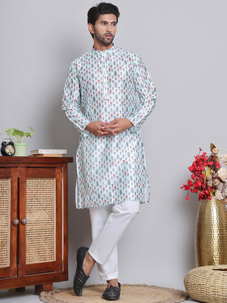 Digital Printed Straight Kurta Set For Men