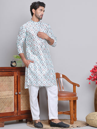 Digital Printed Straight Kurta Set For Men