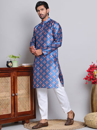 Digital Printed Straight Kurta Set For Men