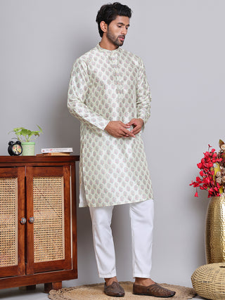 Digital Printed Straight Kurta Set For Men