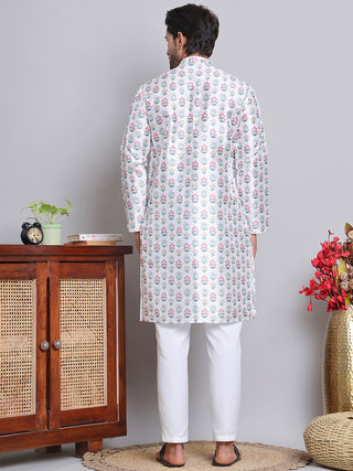 Digital Printed Straight Kurta Set For Men