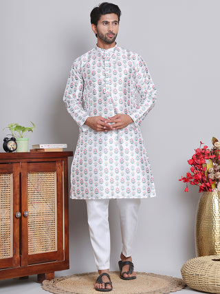 Digital Printed Straight Kurta Set For Men