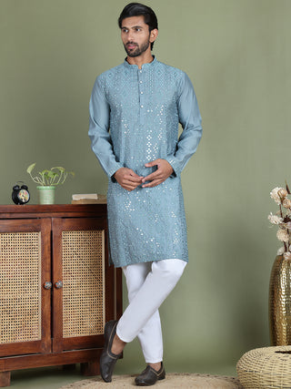 Embroidered and Mirror Work Kurta Pyjama Sets for Men