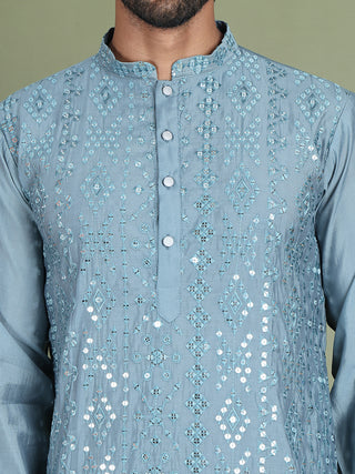 Embroidered and Mirror Work Kurta Pyjama Sets for Men