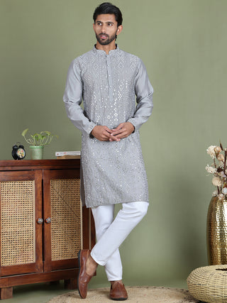 Embroidered and Mirror Work Kurta Pyjama Sets for Men