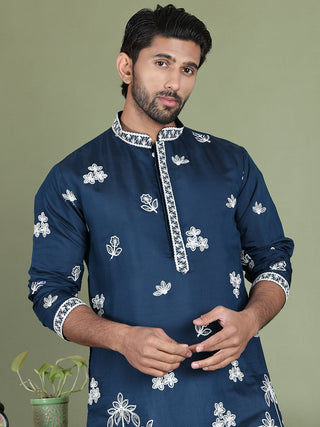 Floral Embroidered and Sequins Kurta Set