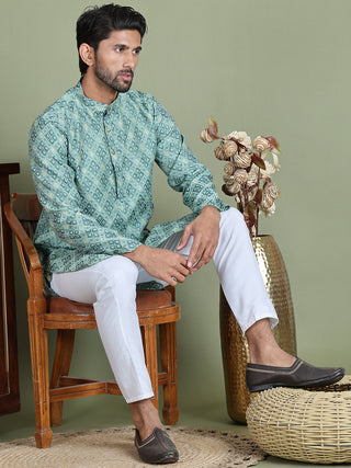 Blue Woven Design Straight Kurta Pyjama Set