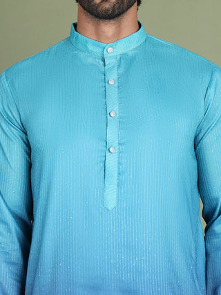 Sequins and Ombre Design Kurta Pyjama Set For Men