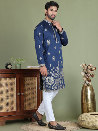 Floral Embroidered and Sequins Kurta Set